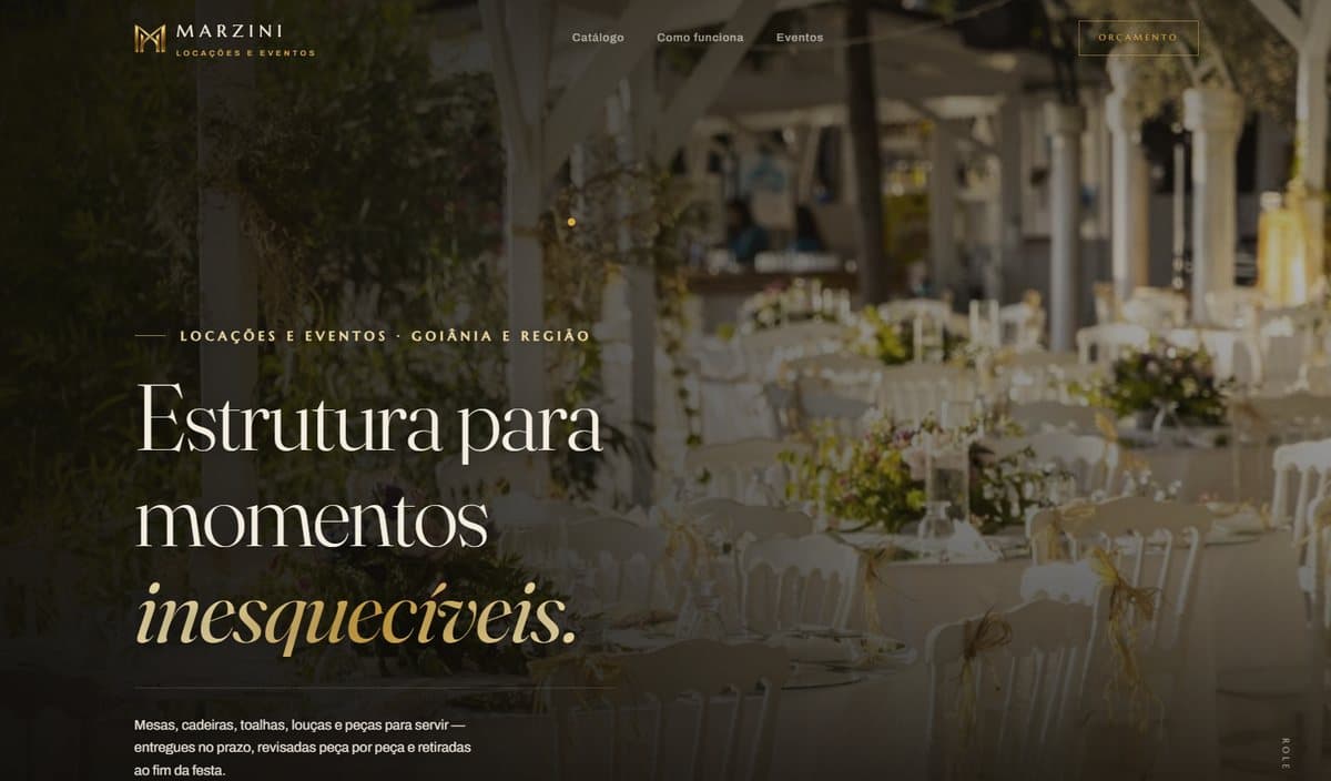 Site da Marzini Locações e Eventos
